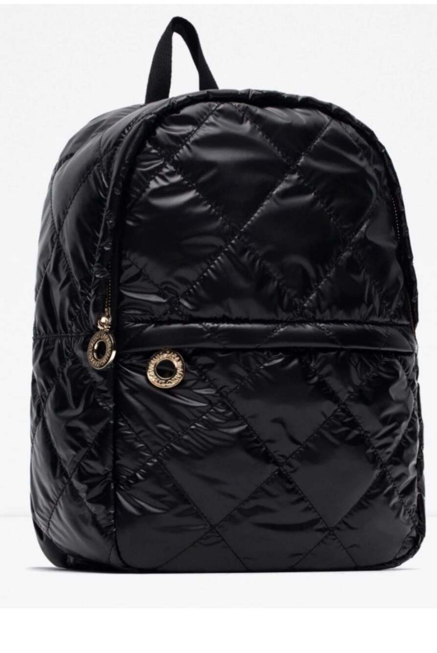 Zara Trafaluc Black Quilted Puffer Backpack